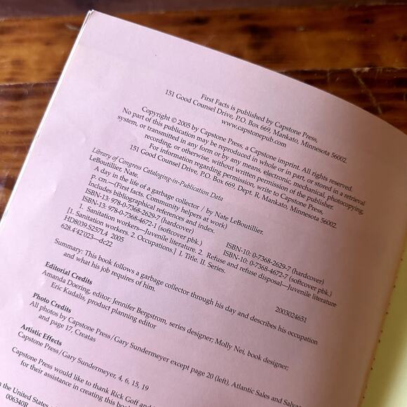 First Facts A Day In The Life Of A Garbage Collector Paperback Book - Picture 2 of 7